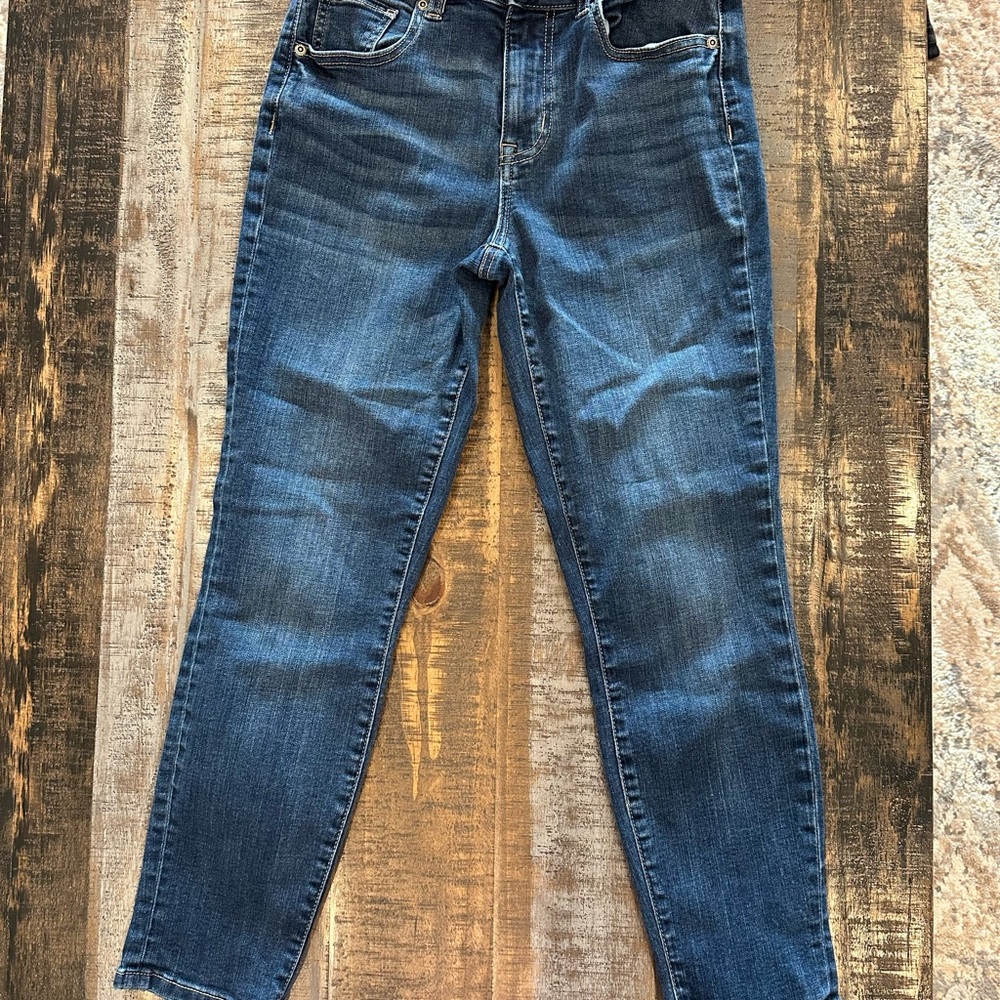 Maurices Blue Skinny Jeans with Distressed Details